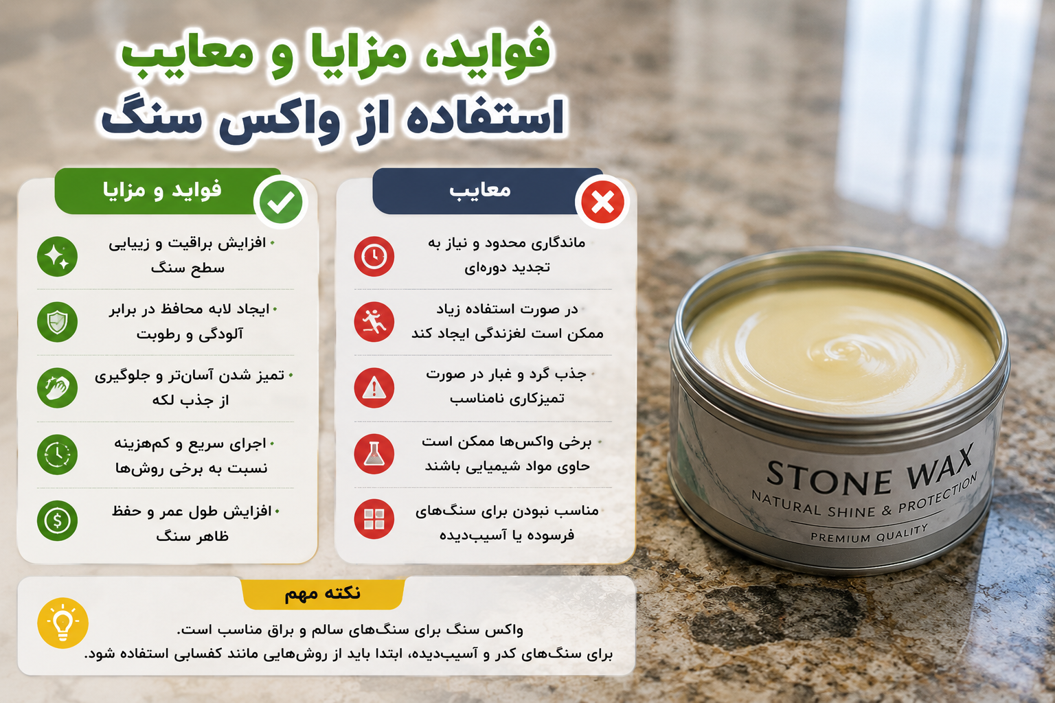نتیجه استفاده از واکس سنگ